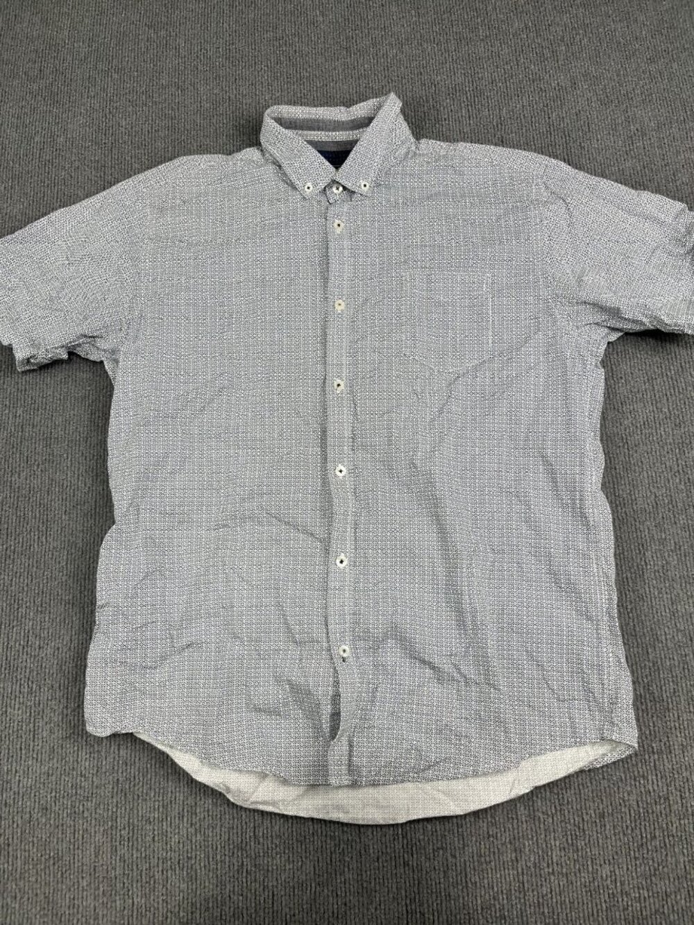 Steel & Jelly Mens White Micro Print Short Sleeve Button-Up Shirt XL